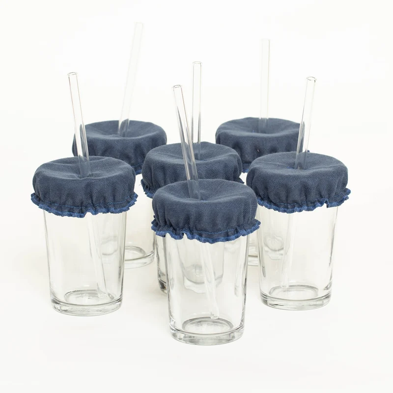 Glasabdeckungen aus Leinen | 6er-Set