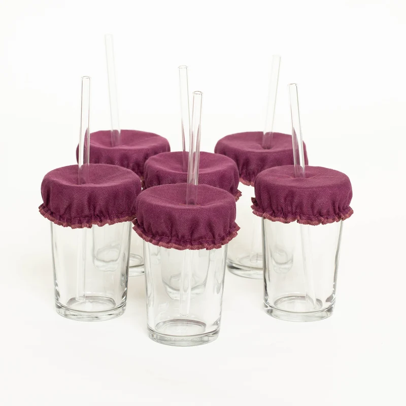 Glasabdeckungen aus Leinen | 6er-Set