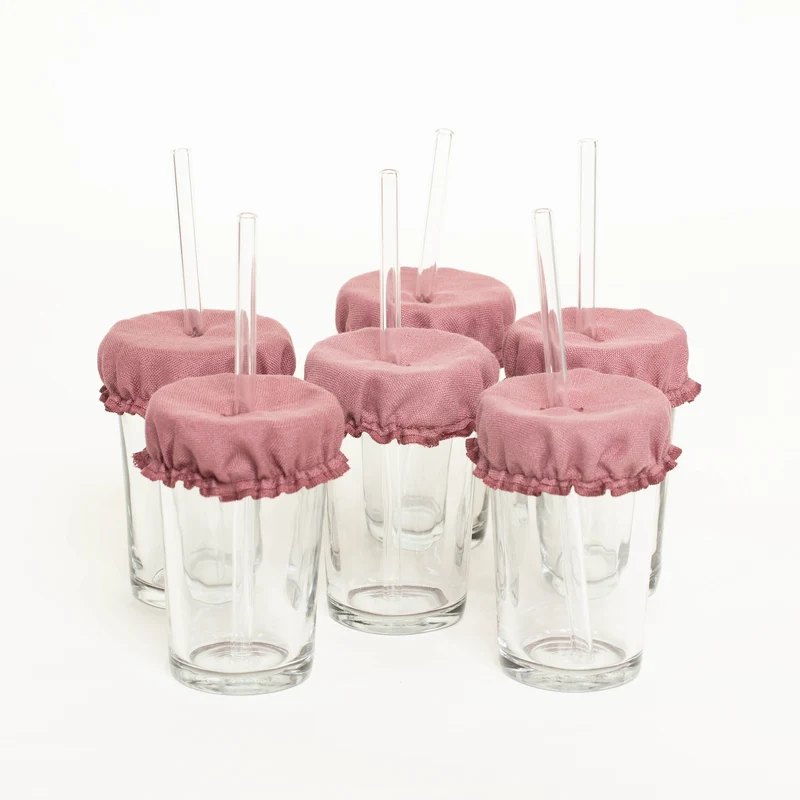 Glasabdeckungen aus Leinen | 6er-Set