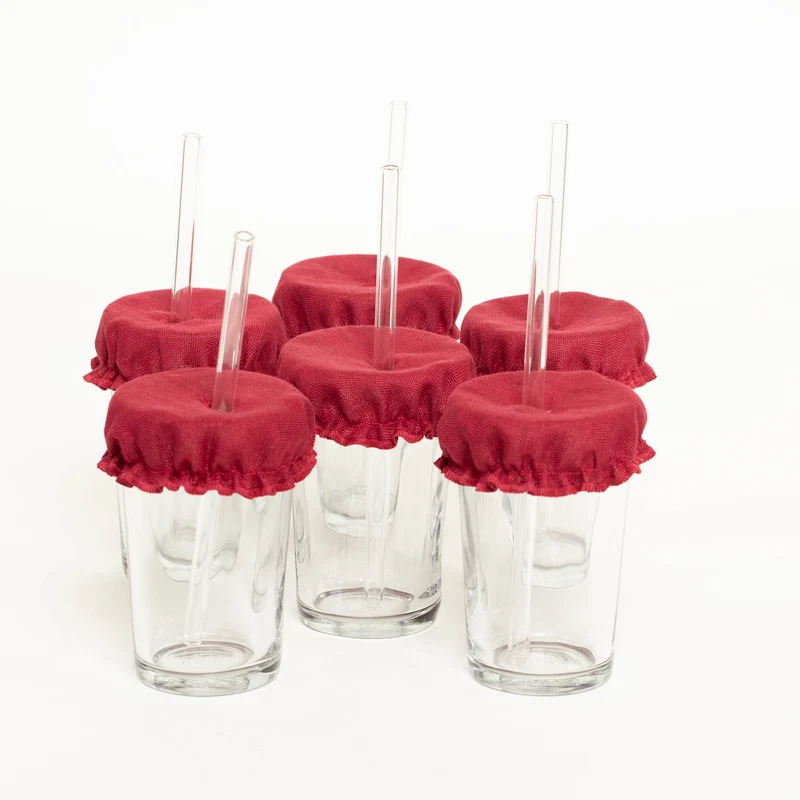 Glasabdeckungen aus Leinen | 6er-Set