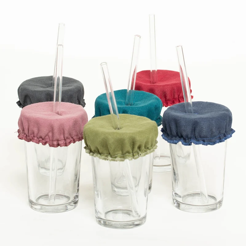 Glasabdeckungen aus Leinen | 6er-Set