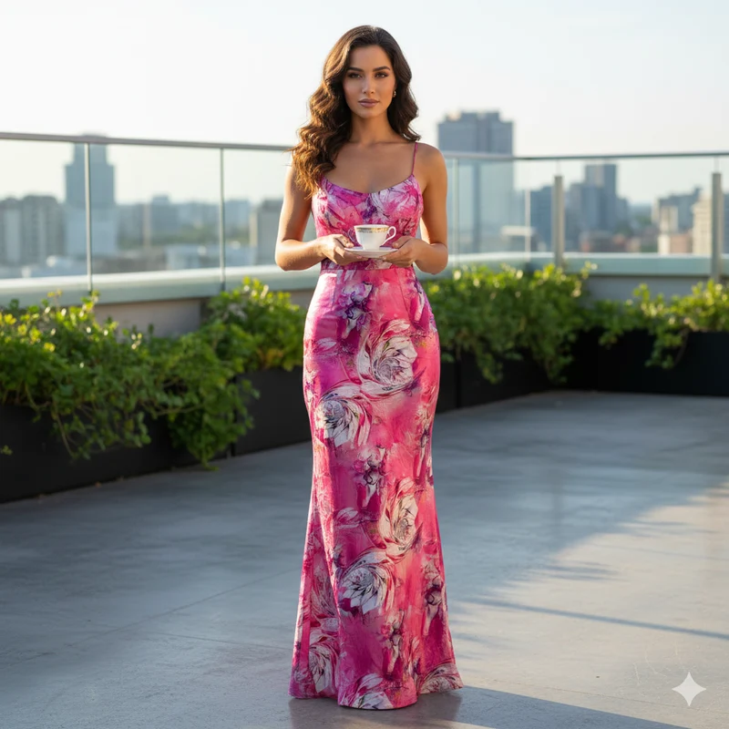 Pink fuchsia marble swirl floral abstract silky satin jacquard soft spandex dress fabric M2061-3
