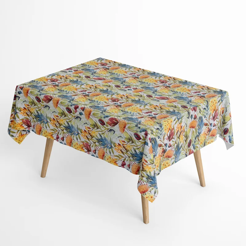 Jacquard Tischdecke aus beschichteter Baumwolle mit Fleckenschutz BELLINDA bunte Gräser und Blüten eckig rund oval
