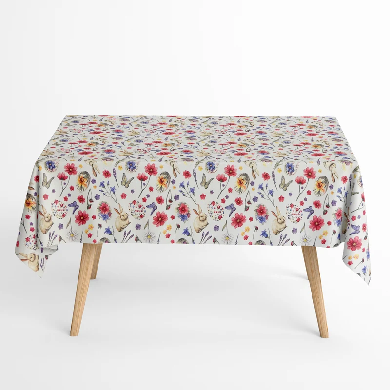 Jacquard Tischdecke aus beschichteter Baumwolle mit Fleckenschutz HOPPTTY Ostern Osterei Osterhase eckig rund oval