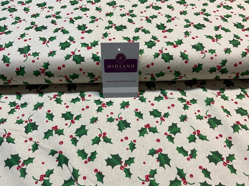 John Louden Holly Trees crafting quilting Christmas theme cotton fabric M1886