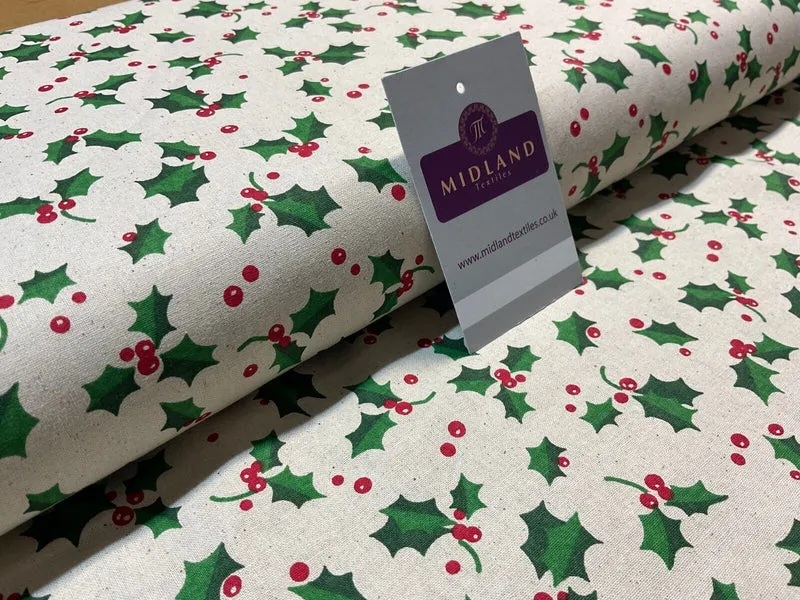 John Louden Holly Trees crafting quilting Christmas theme cotton fabric M1886