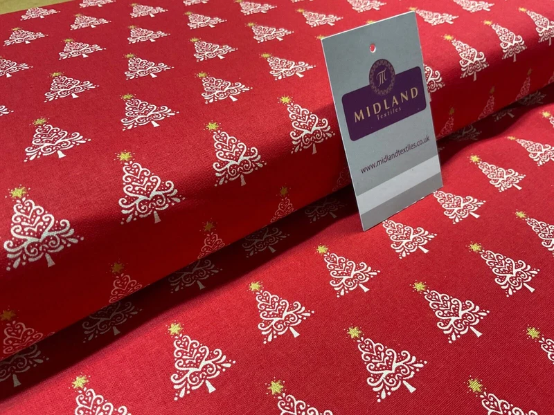 John Louden Holly Trees crafting quilting Christmas theme cotton fabric M1886