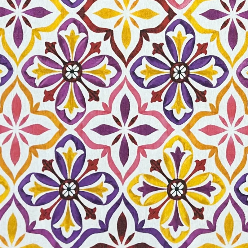 Jacquard Tischdecke aus beschichteter Baumwolle mit Fleckenschutz JONELLA301 lila mediterran Mosaik eckig rund oval