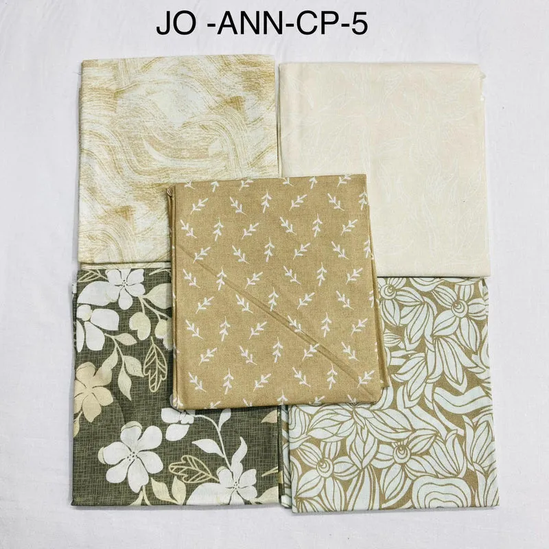 5 Piece 100% Cotton 5 Designs Fat Quarter Bundle - 45cm x 53cm Fabric M1981