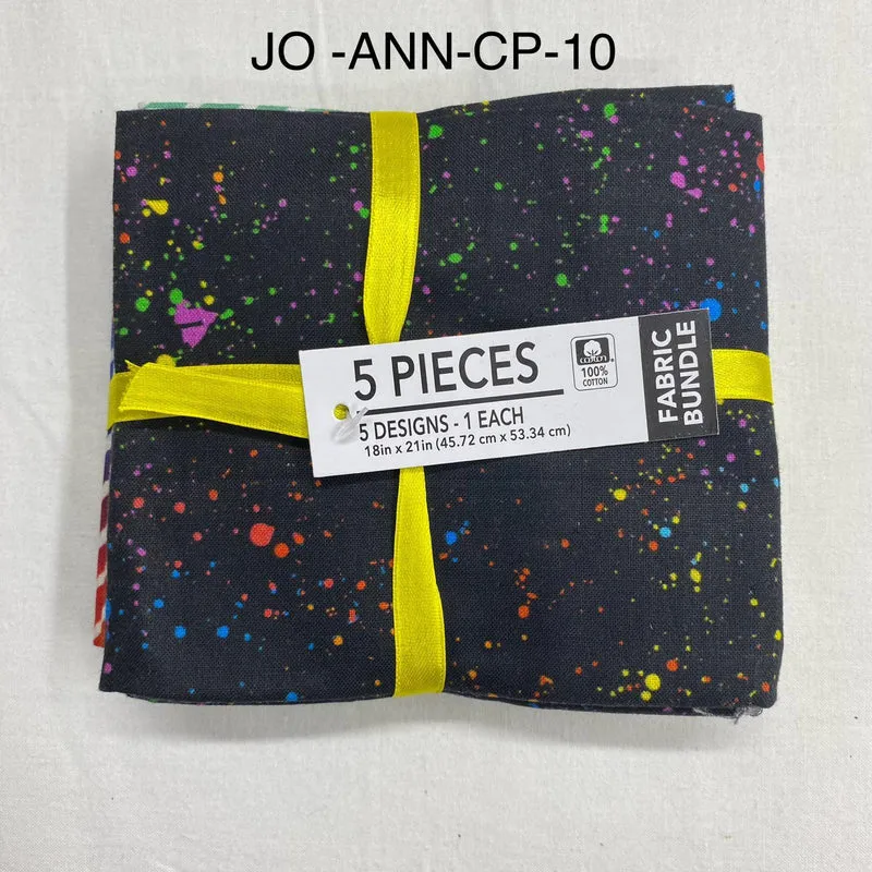 5 Piece 100% Cotton 5 Designs Fat Quarter Bundle - 45cm x 53cm Fabric M1981
