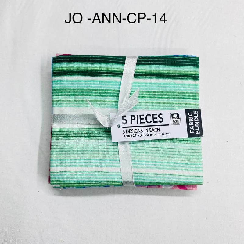 5 Piece 100% Cotton 5 Designs Fat Quarter Bundle - 45cm x 53cm Fabric M1981