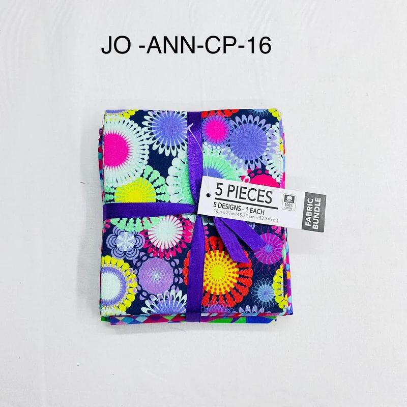 5 Piece 100% Cotton 5 Designs Fat Quarter Bundle - 45cm x 53cm Fabric M1981