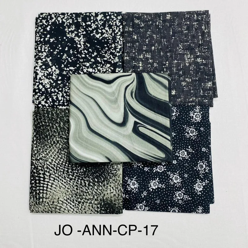 5 Piece 100% Cotton 5 Designs Fat Quarter Bundle - 45cm x 53cm Fabric M1981