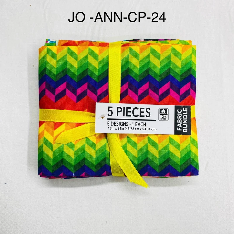 5 Piece 100% Cotton 5 Designs Fat Quarter Bundle - 45cm x 53cm Fabric M1981