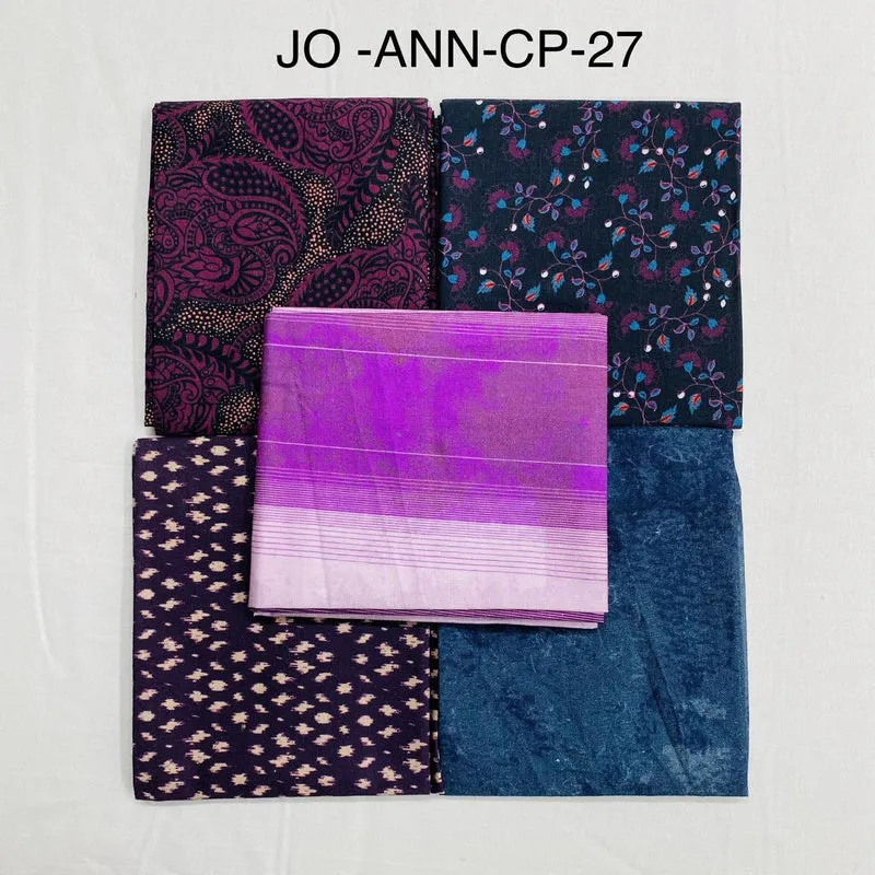 5 Piece 100% Cotton 5 Designs Fat Quarter Bundle - 45cm x 53cm Fabric M1981