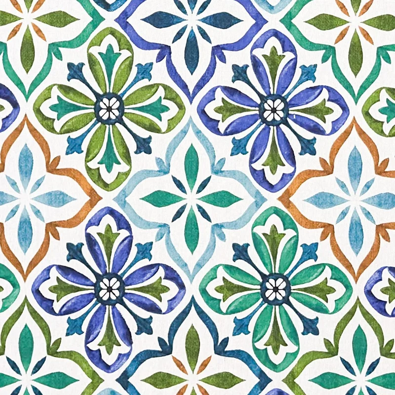 Jacquard Tischdecke aus beschichteter Baumwolle mit Fleckenschutz JONELLA601 türkis mediterran Mosaik eckig rund oval
