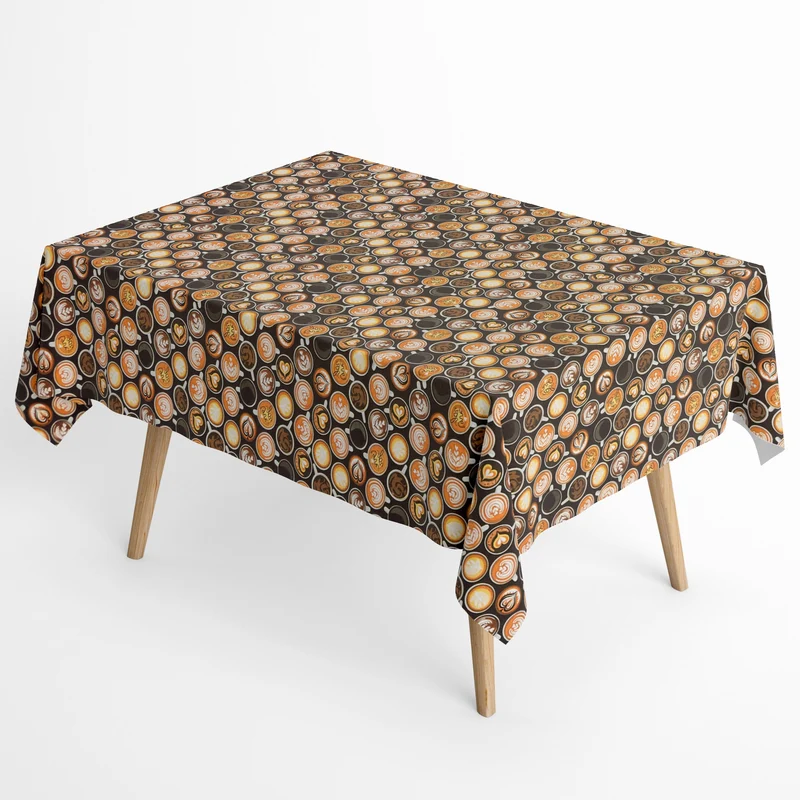 Jacquard Tischdecke aus beschichteter Baumwolle mit Fleckenschutz PREMIUM901 Barista Kaffee Latte eckig rund oval