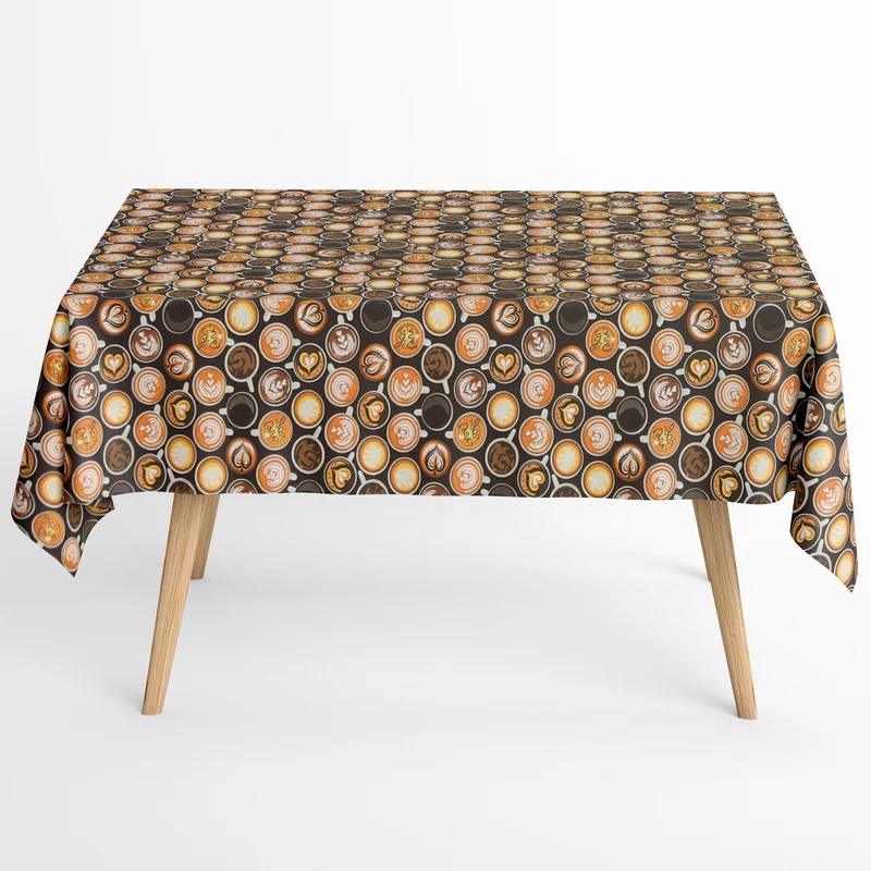 Jacquard Tischdecke aus beschichteter Baumwolle mit Fleckenschutz PREMIUM901 Barista Kaffee Latte eckig rund oval