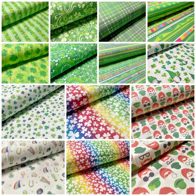 Irish Luck Shamrock St Patricks Day 100% Cotton Printed Fabric 114cm M1582