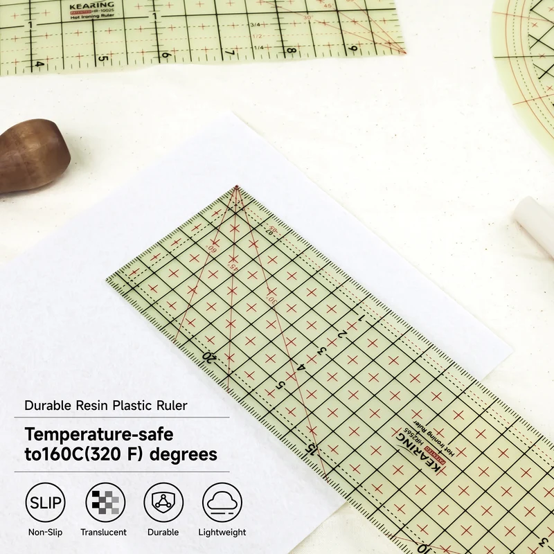 1 pcs Iron On Ruler for Fabric Hem Ruler for Sewing Heat Resistant Non-Slip Hot Ironing Kearing M1990