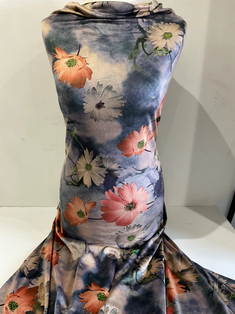 Luxurious Velour Dress Fabric - Stunning Digital Prints - 150cm Wide Dress Fabric M1985