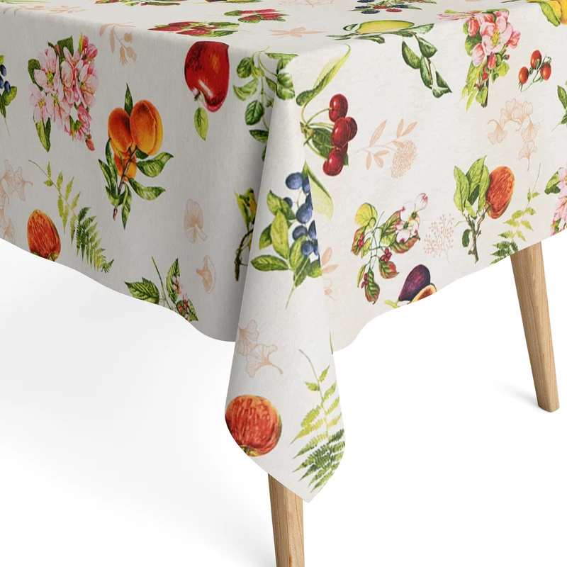 Jacquard Tischdecke aus beschichteter Baumwolle mit Fleckenschutz SANDALO Früchte Blätter Herbst eckig rund oval