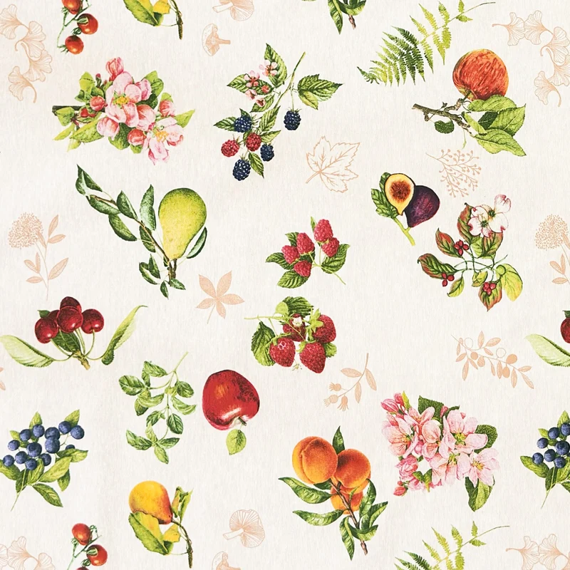 Jacquard Tischdecke aus beschichteter Baumwolle mit Fleckenschutz SANDALO Früchte Blätter Herbst eckig rund oval