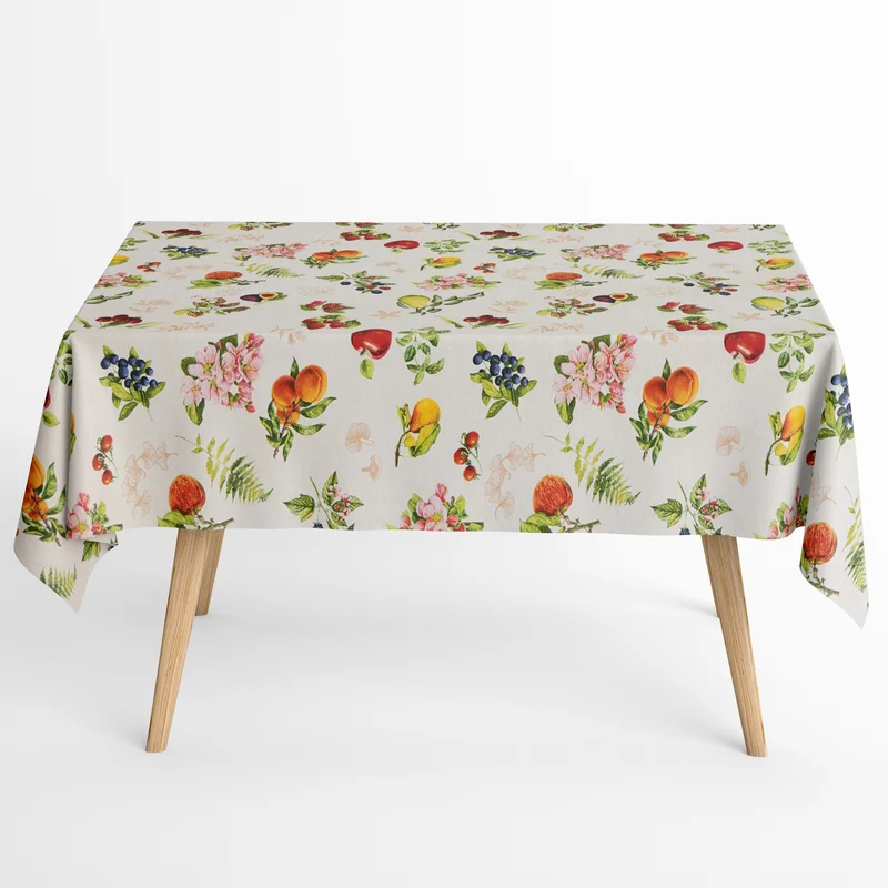 Jacquard Tischdecke aus beschichteter Baumwolle mit Fleckenschutz SANDALO Früchte Blätter Herbst eckig rund oval