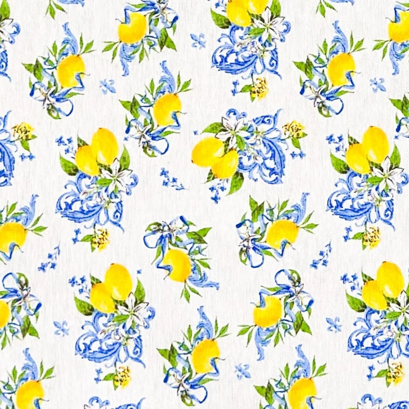 Jacquard Tischdecke aus beschichteter Baumwolle mit Fleckenschutz COSTIERA mediterran Zitronen eckig rund oval