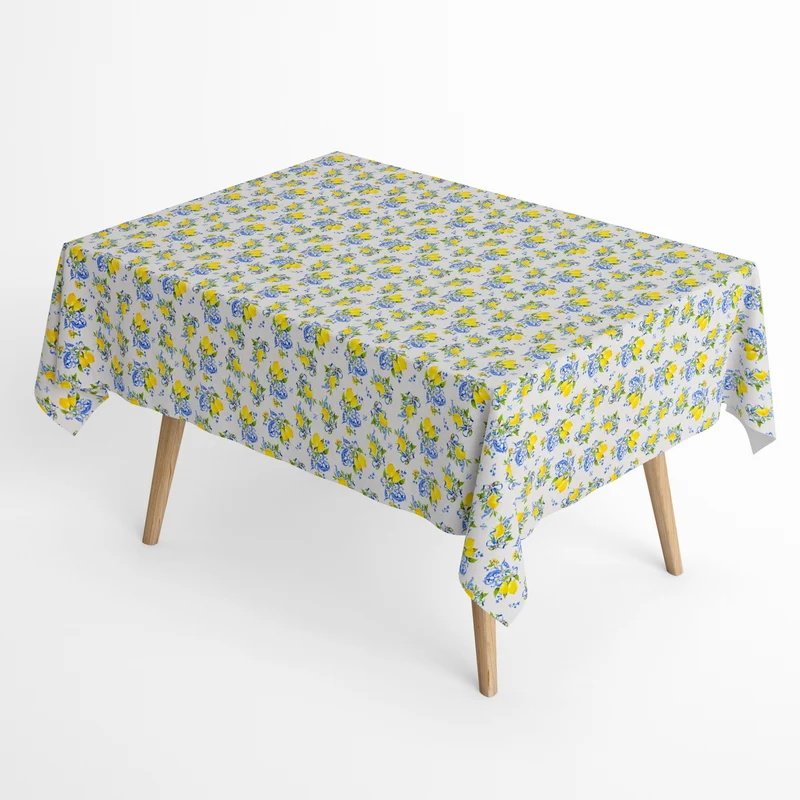 Jacquard Tischdecke aus beschichteter Baumwolle mit Fleckenschutz COSTIERA mediterran Zitronen eckig rund oval