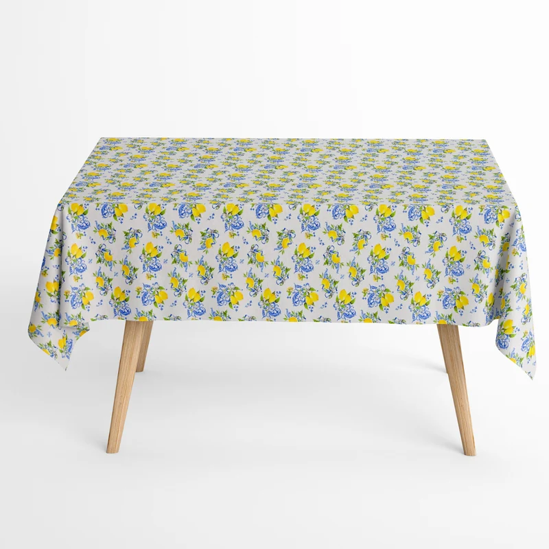 Jacquard Tischdecke aus beschichteter Baumwolle mit Fleckenschutz COSTIERA mediterran Zitronen eckig rund oval