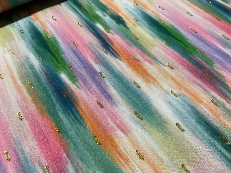 Luxurious Viscose Lurex Green Multi Dress Fabric sold by the meter M1885