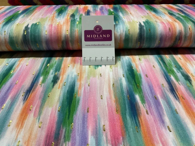 Luxurious Viscose Lurex Green Multi Dress Fabric sold by the meter M1885