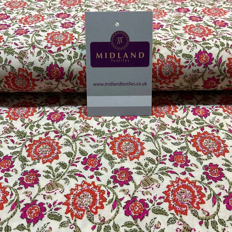 Cream Lenzing Ecovero Digital Flowers dress fabric sold by the meter M1882