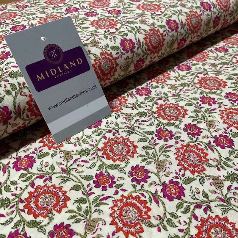 Cream Lenzing Ecovero Digital Flowers dress fabric sold by the meter M1882