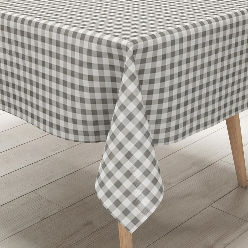 Wachstuch Tischdecke B1567-07 grau vichy kariert Karo Landhaus eckig rund oval