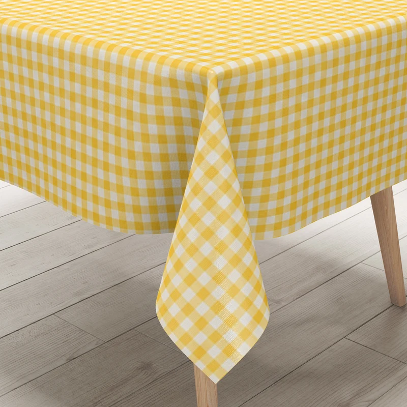 Wachstuch Tischdecke B1567-03 gelb vichy kariert Karo Landhaus eckig rund oval
