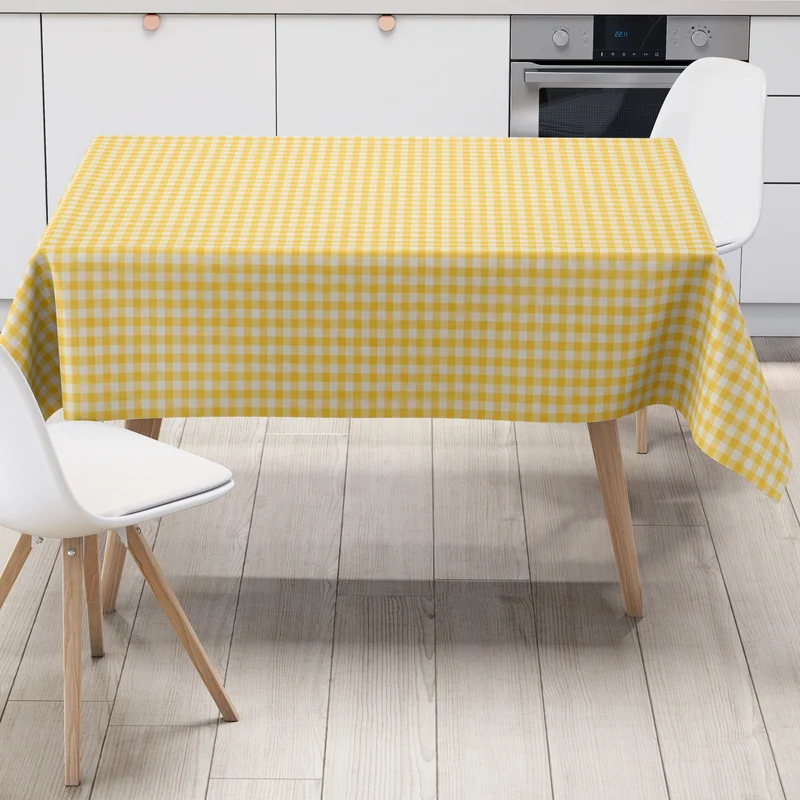 Wachstuch Tischdecke B1567-03 gelb vichy kariert Karo Landhaus eckig rund oval