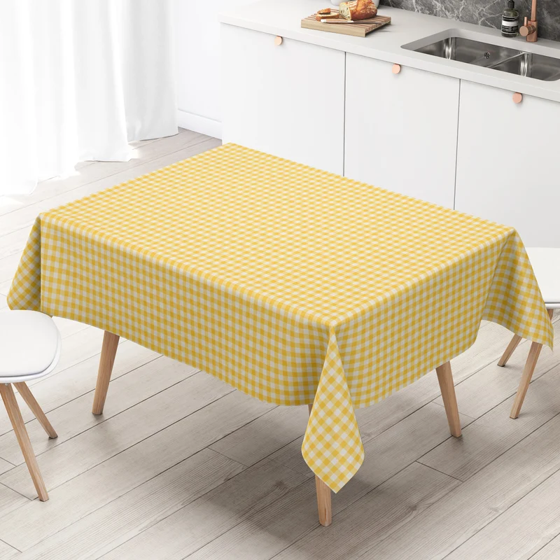 Wachstuch Tischdecke B1567-03 gelb vichy kariert Karo Landhaus eckig rund oval