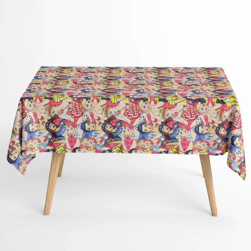 Jacquard Tischdecke aus beschichteter Baumwolle mit Fleckenschutz YVONNE retro Pin-Up Comic eckig rund oval