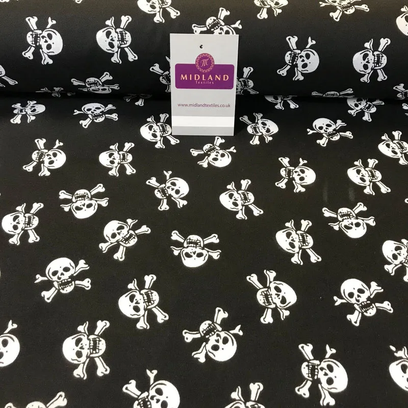 Halloween Skull & Bone printed polycotton for costumes & decorations 44" M754