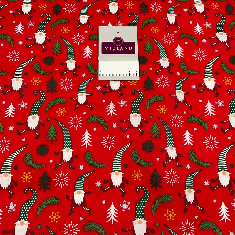 Assorted Christmas xmas Printed crafting Santa Holly Reindeers fabric M1682