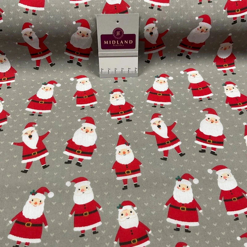 Assorted Christmas xmas Printed crafting Santa Holly Reindeers fabric M1682