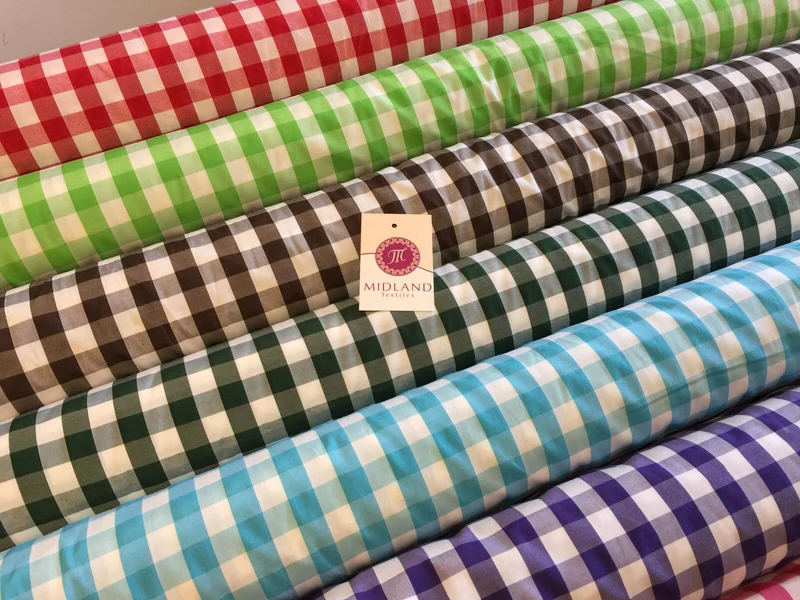 15mm by 15mm Gingham Check Fabric 80% Polyester 20% Cotton 58" Wide M32 Mtex