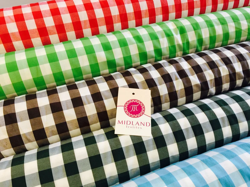 15mm by 15mm Gingham Check Fabric 80% Polyester 20% Cotton 58" Wide M32 Mtex