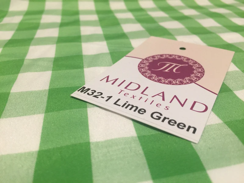 15mm by 15mm Gingham Check Fabric 80% Polyester 20% Cotton 58" Wide M32 Mtex