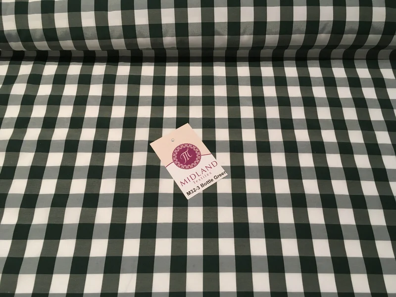 15mm by 15mm Gingham Check Fabric 80% Polyester 20% Cotton 58" Wide M32 Mtex
