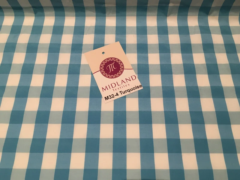 15mm by 15mm Gingham Check Fabric 80% Polyester 20% Cotton 58" Wide M32 Mtex