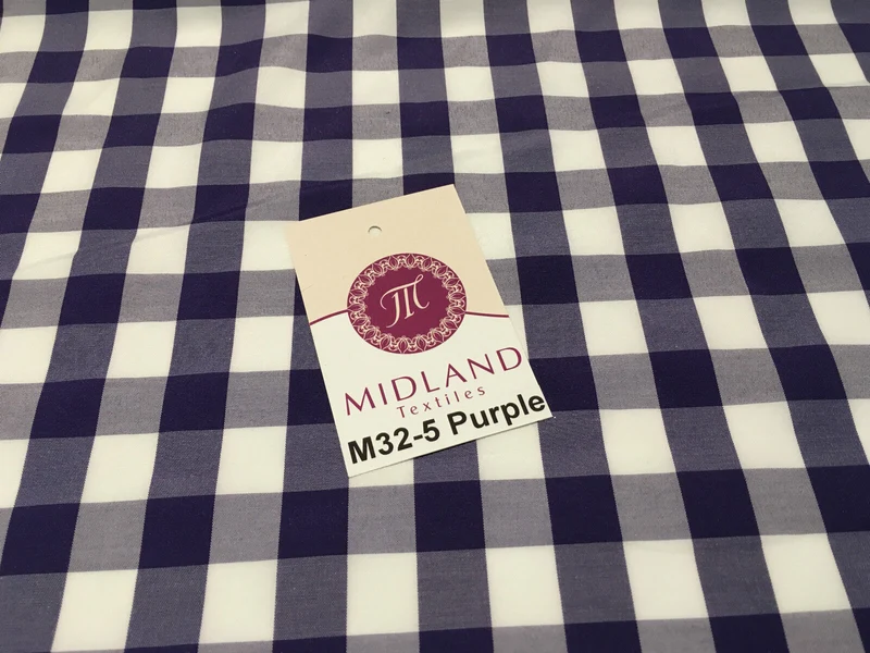 15mm by 15mm Gingham Check Fabric 80% Polyester 20% Cotton 58" Wide M32 Mtex