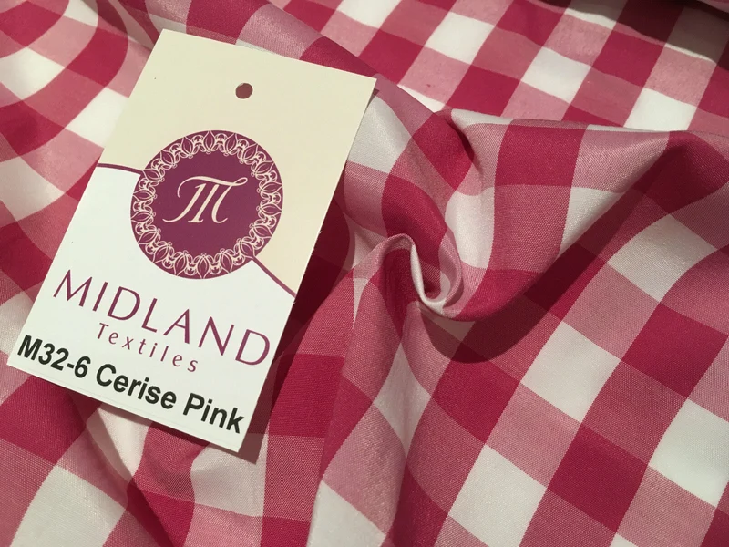15mm by 15mm Gingham Check Fabric 80% Polyester 20% Cotton 58" Wide M32 Mtex